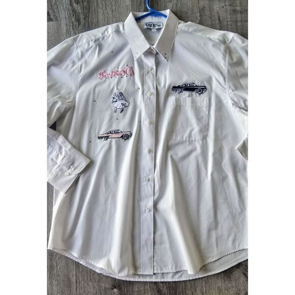 Las Olas Embroidered 50's Car Show Button Down Shirt Mens XL DAD FATHERS DAY - Picture 11 of 13